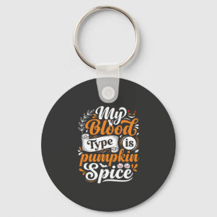 Halloween Pompoen Kruiden Bloedtype Retro Typograf Sleutelhanger
