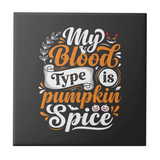 Halloween Pompoen Kruiden Bloedtype Retro Typograf Tegeltje (Voorkant)