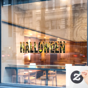 Halloween pompoen kunstwerk raamsticker