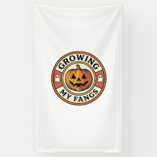 Halloween Pompoen Laat Mijn Hoektanden Groeien Vin Spandoek