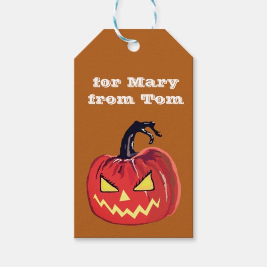 Halloween pompoen Label voor aangepaste cadeaus Cadeaulabel (Voorkant)
