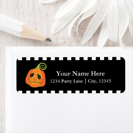 Halloween Pompoen Lief Whimsisch Uitnodiging Etiket (Insitu)