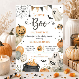Halloween Pompoen Little Boo Baby Shower Kaart