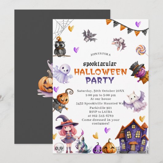Halloween Pompoen Little Boo Baby Shower Uitnodigi Kaart (Voorkant / Achterkant)