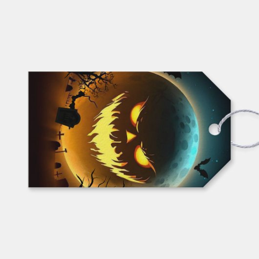 Halloween/pompoen/maan/herfst Cadeaulabel (Voorkant (Horizontaal))