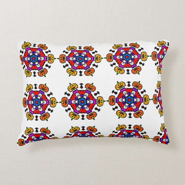 Halloween Pompoen Mandala Accent Kussen (Voorkant)