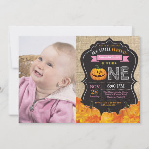 Halloween Pompoen Meisje 1e Verjaardag Roze Jute Kaart