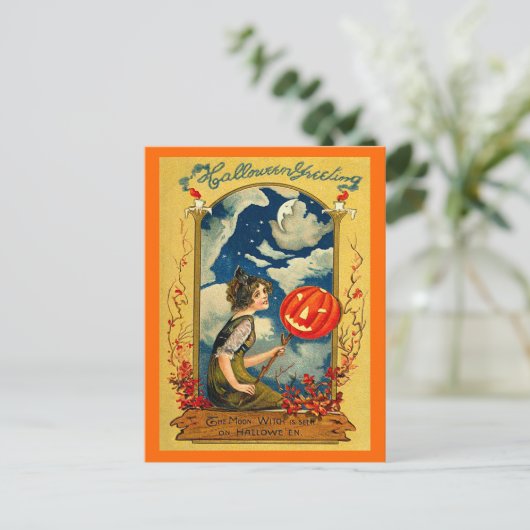  Halloween, pompoen, meisje, klauter Briefkaart (Staand voorkant)