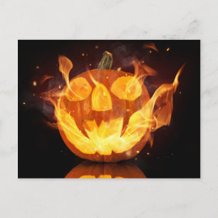 Halloween pompoen met brandontsteking briefkaart