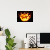 Halloween pompoen met brandontsteking poster (Thuiskantoor)