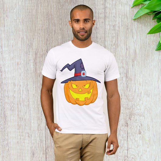 Halloween pompoen met een heks Pet Mannen T-shirt