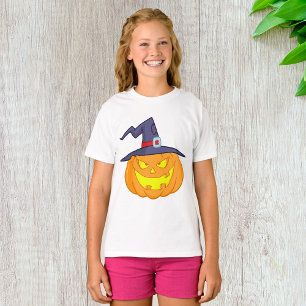 Halloween pompoen met een heks Pet meisjes T-shirt
