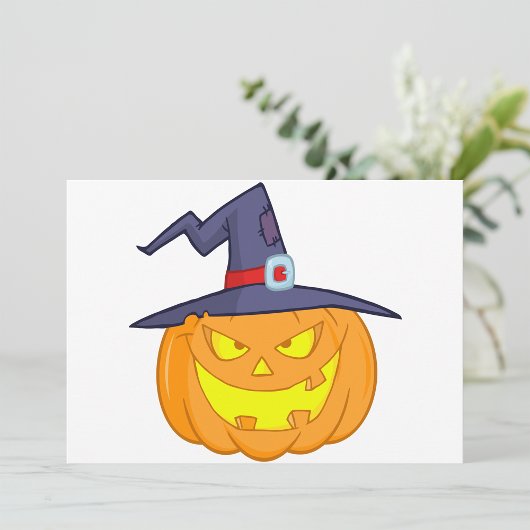 Halloween pompoen met een heks Pet uitnodigingen