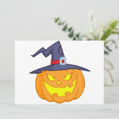 Halloween pompoen met een heks Pet uitnodigingen (Staand voorkant)