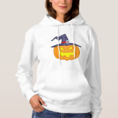 Halloween pompoen met een heks Pet vrouwen hoodie (Voorkant)