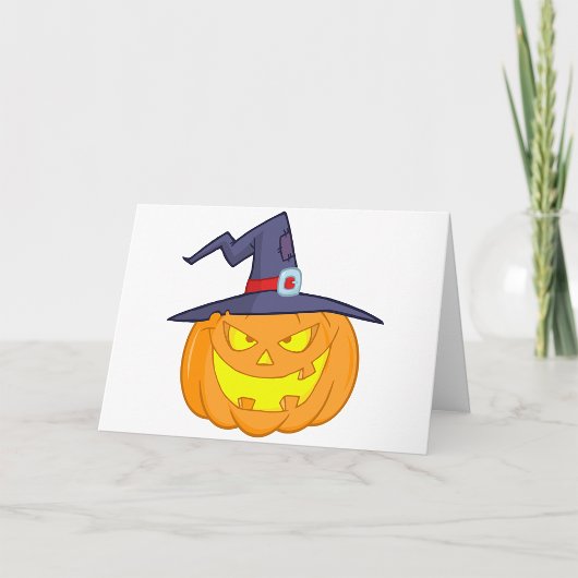Halloween pompoen met een heks Pet Wenskaarten Kaart
