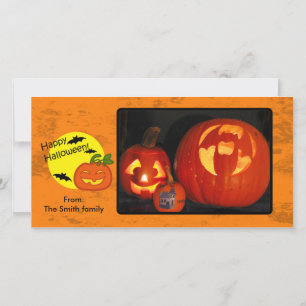 Halloween pompoen met een verontrustende achtergro feestdagenkaart
