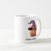 Halloween Pompoen met Heksenhoed Koffiemok (Voorkant rechts)