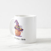 Halloween Pompoen met Heksenhoed Koffiemok (Voorkant links)
