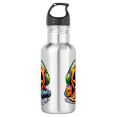 Halloween pompoen met hoofdtelefoon en spelletjes? waterfles  (Voorkant)