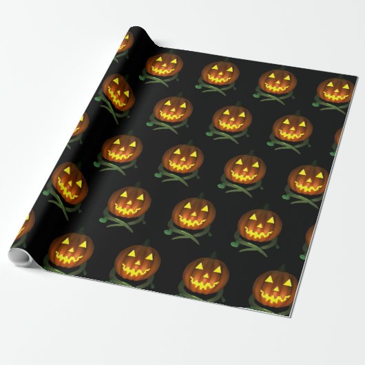 Halloween Pompoen met Ranken Inpakpapier (Uitgerold)