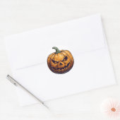 Halloween pompoen met verlichtingsogen ronde sticker (Envelop)