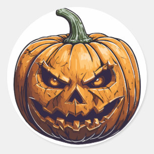 Halloween pompoen met verlichtingsogen ronde sticker