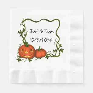 Halloween Pompoen Monogram Papieren Servet