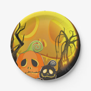 Halloween Pompoen Mooie Speelse Feestje Papieren Bordje