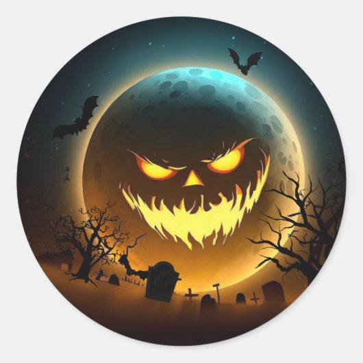 Halloween/pompoen/moon/herfst Ronde Sticker (Voorkant)