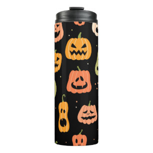 Halloween pompoen naadloos patroon. Hand getekill Thermosbeker