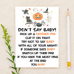 Halloween pompoen niet zeggen Baby shower spel Briefpapier<br><div class="desc">Dit is een Halloween thema Don't Say Baby! Baby shower spel. *Zeg geen Baby! - Koop kledingspelden. Elke gast verzamelt één kledingpin en klemt deze op zijn kleding. Wanneer een gast iemand betrapt die het woord "baby" gezegde, kunnen ze die persoon pakken. Wie aan het eind de meeste pinnen heeft,...</div>