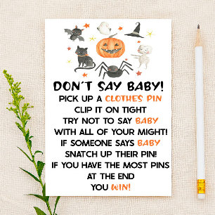 Halloween pompoen niet zeggen Baby shower spel Briefpapier