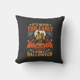 Halloween Pompoen Nooit Te Vroeg Kasteel Grafisch_ Kussen