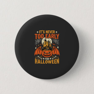 Halloween Pompoen Nooit Te Vroeg Kasteel Grafisch_ Ronde Button 5,7 Cm