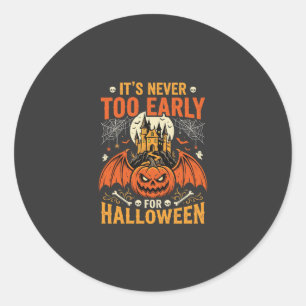 Halloween Pompoen Nooit Te Vroeg Kasteel Grafisch_ Ronde Sticker
