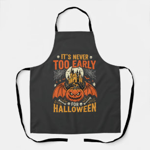 Halloween Pompoen Nooit Te Vroeg Kasteel Grafisch_ Schort