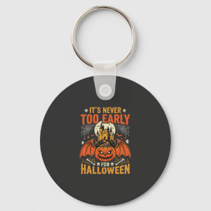 Halloween Pompoen Nooit Te Vroeg Kasteel Grafisch_ Sleutelhanger