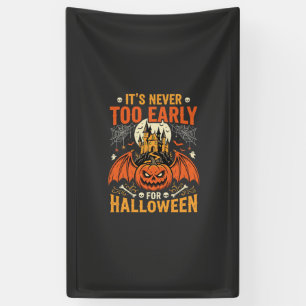 Halloween Pompoen Nooit Te Vroeg Kasteel Grafisch_ Spandoek