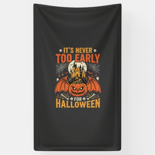 Halloween Pompoen Nooit Te Vroeg Kasteel Grafisch_ Spandoek (Verticaal)