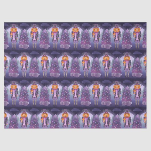 Halloween Pompoen Notenkraker Tissuepapier (Voorkant)