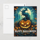 Halloween pompoen onder het maanlicht briefkaart (Voorkant / Achterkant)