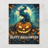 Halloween pompoen onder het maanlicht briefkaart (Voorkant)