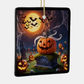 Halloween pompoen op een grafsteen keramisch ornament (Rechts)