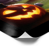 Halloween pompoen op een grafsteen perfect poster (Hoek)