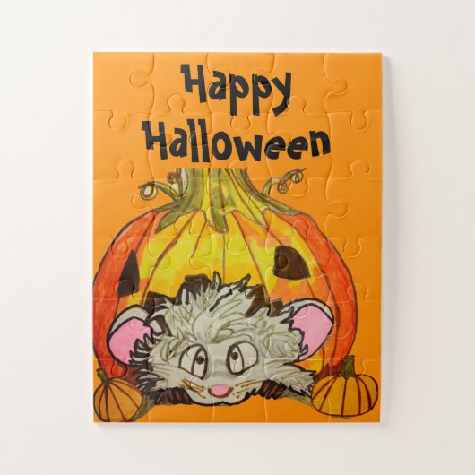 HALLOWEEN POMPOEN OP EEN MUIS LEGPUZZEL (Verticaal)
