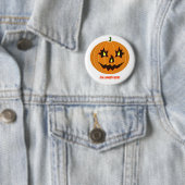 Halloween pompoen op wit ronde button 5,7 cm (In situ)