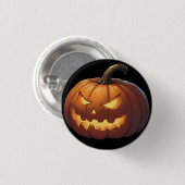 Halloween pompoen op zwart ronde button 3,2 cm (Voorkant /achterkant)