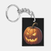 Halloween pompoen op zwart sleutelhanger (Voorkant Links)
