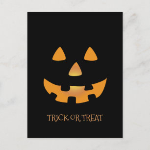 Halloween pompoen op zwarte achtergrond briefkaart